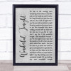 Eric Clapton Wonderful Tonight Grey Rustic Script Song Lyric Wall Art Print