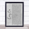 Fun Carry On Grey Rustic Script Song Lyric Wall Art Print