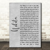 Elton John Nikita Grey Rustic Script Song Lyric Quote Music Print