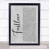 George Michael Fastlove Grey Rustic Script Song Lyric Quote Music Print