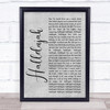 Leonard Cohen Hallelujah Grey Rustic Script Song Lyric Quote Music Print