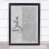 Lovelytheband Broken Grey Rustic Script Song Lyric Quote Music Print