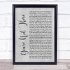 Lukas Graham You're Not There Grey Rustic Script Song Lyric Quote Music Print