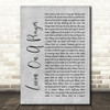 Bon Jovi Livin' On A Prayer Rustic Script Grey Song Lyric Quote Print