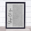 Ed Sheeran Shape Of You Rustic Script Grey Song Lyric Quote Print