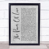 Celine Dione The Power Of Love Rustic Script Grey Song Lyric Quote Print