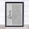 Van Halen Dreams Rustic Script Grey Song Lyric Quote Print