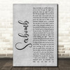 Tom Jones Sexbomb Rustic Script Grey Song Lyric Quote Print