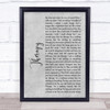 All Time Low Therapy Rustic Script Grey Song Lyric Quote Print