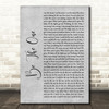 Dua Lipa Be The One Rustic Script Grey Song Lyric Quote Print