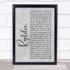The Strokes Reptilia Rustic Script Grey Song Lyric Quote Print