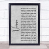 Ultravox Vienna Rustic Script Grey Song Lyric Quote Print
