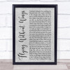 Westlife Flying Without Wings Rustic Script Grey Song Lyric Quote Print