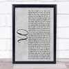 John Mayer XO Rustic Script Grey Song Lyric Quote Print