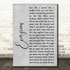 Will Young Evergreen Rustic Script Grey Song Lyric Quote Print
