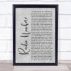 Bruce Springsteen Radio Nowhere Rustic Script Grey Song Lyric Print
