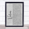 Culture Club Victims Rustic Script Grey Song Lyric Print