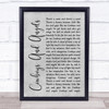 Dustin Lynch Cowboys And Angels Rustic Script Grey Song Lyric Print