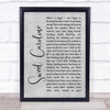 Neil Diamond Sweet Caroline Rustic Script Grey Song Lyric Print