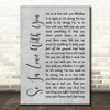 Texas So In Love With You Rustic Script Grey Song Lyric Print