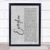 Coldplay Everglow Rustic Script Grey Song Lyric Print