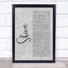 Coldplay Shiver Rustic Script Grey Song Lyric Print