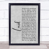 James Laid Rustic Script Grey Song Lyric Print