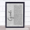 Lamb Gorecki Rustic Script Grey Song Lyric Print