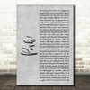 Lionel Jeffries Posh! Rustic Script Grey Song Lyric Print