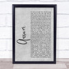 Sarah McLachlan ANSWER Rustic Script Grey Song Lyric Print