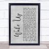 Arcade Fire Wake Up Rustic Script Grey Song Lyric Quote Print