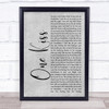 Calvin Harris & Dua Lipa One Kiss Rustic Script Grey Song Lyric Quote Print