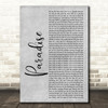 George Ezra Paradise Rustic Script Grey Song Lyric Quote Print