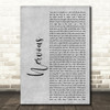 Shawn Mendes Nervous Rustic Script Grey Song Lyric Quote Print