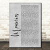 Maroon 5 Memories Grey Rustic Script Song Lyric Print