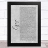Marillion Gaza Grey Rustic Script Song Lyric Music Art Print