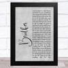 SAUL Brother Grey Rustic Script Song Lyric Music Art Print