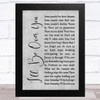 Toto I'll Be Over You Grey Rustic Script Song Lyric Music Art Print