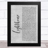 Westlife Lighthouse Grey Rustic Script Song Lyric Music Art Print