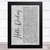 Conway Twitty Hello Darling Grey Rustic Script Song Lyric Music Art Print