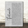 Lathun Fortunate Grey Rustic Script Song Lyric Music Art Print