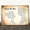 Madonna Crazy For You Man Lady Couple Song Lyric Quote Print