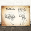 Bryan Adams I'm Ready Man Lady Couple Song Lyric Quote Print