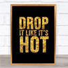 Black & Gold Drop It Like Its Hot Song Lyric Quote Print