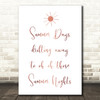 Rose Gold Grease Summer Nights Song Lyric Quote Print