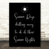 Black Grease Summer Nights Song Lyric Quote Print