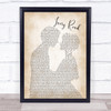 King Charles Ivory Road Man Lady Bride Groom Wedding Song Lyric Print