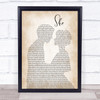 Jen foster She Man Lady Bride Groom Wedding Song Lyric Quote Print