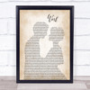 Kane Brown Work Man Lady Bride Groom Wedding Song Lyric Quote Print