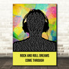 Meat Loaf Rock And Roll Dreams Come Through Multicolour Man Headphones Song Lyric Wall Art Print
